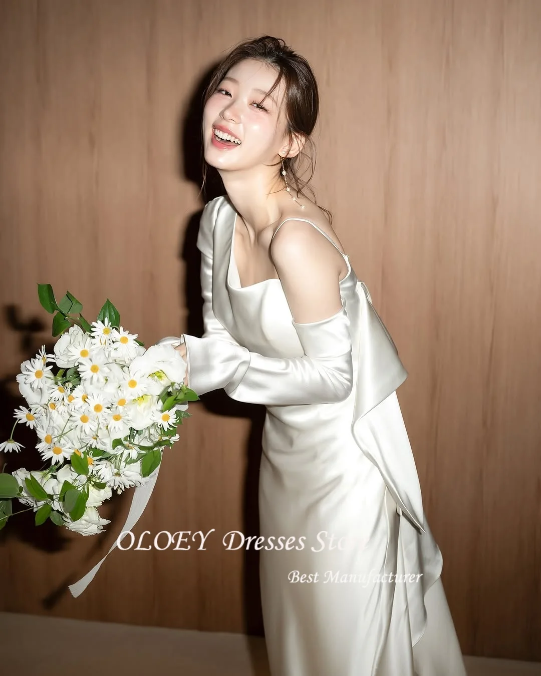 

OLOEY Simple Spaghetti StrapEvening Dresses Beach Floor Length Korea Wedding Dress Photo Shoot Event Occasion Gowns Customized