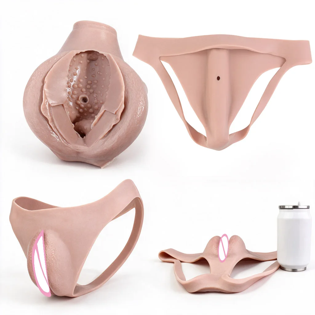 FAAK Fake Insertable bulging Vagina Male Hiding Gaff Silicone Panties Sex Toys for Men Transgender Male Musturbator Pussy