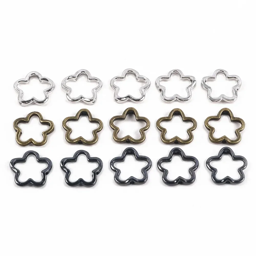 10pcs Two Hole  Cute Hollow Flower Charms Connector Pendant Fit DIY Handmade Metal Alloy Jewelry Making Supplies