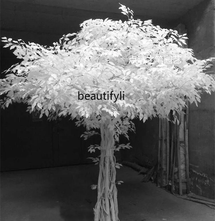 Artificial White Tree Fake Trees Simulation Banyan Tree Large Living Room Solid Wood Trunk Decoration