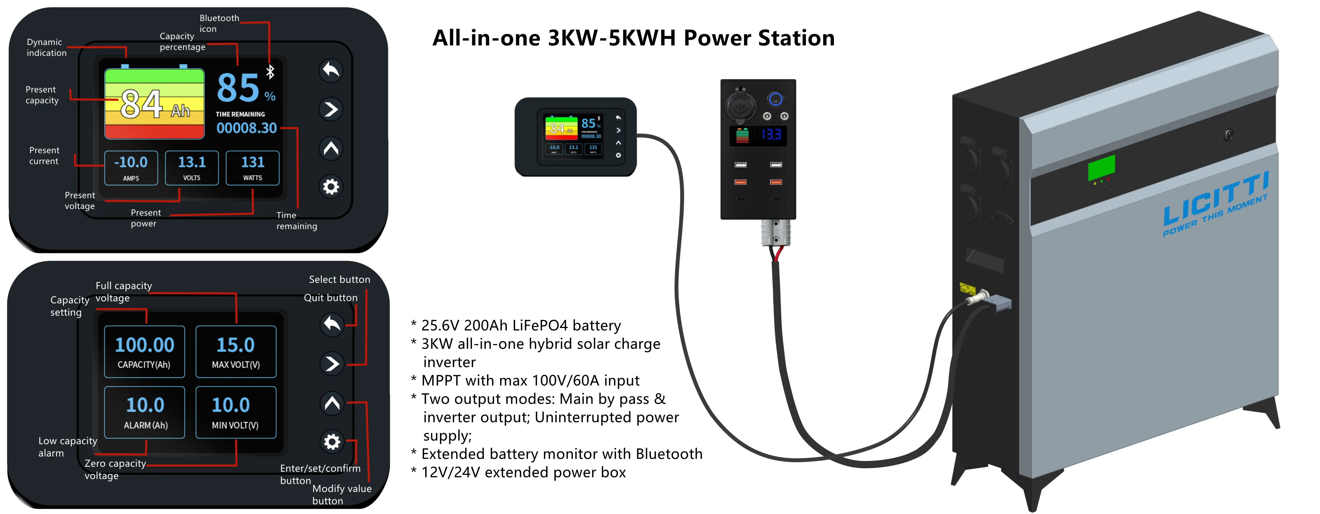 Smart Voltage Meter Lifepo4 Battery With Shunt Lcd Storage Display 12V Dc Wifi for Equipment Monitoring Electricity