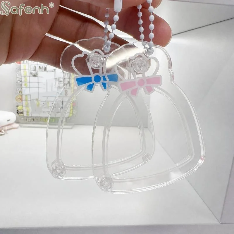1Pcs Transparent Acrylic Diy Shaker Keychain Bowknot Decor Hanging Pendant For Handmade Craft Decoration