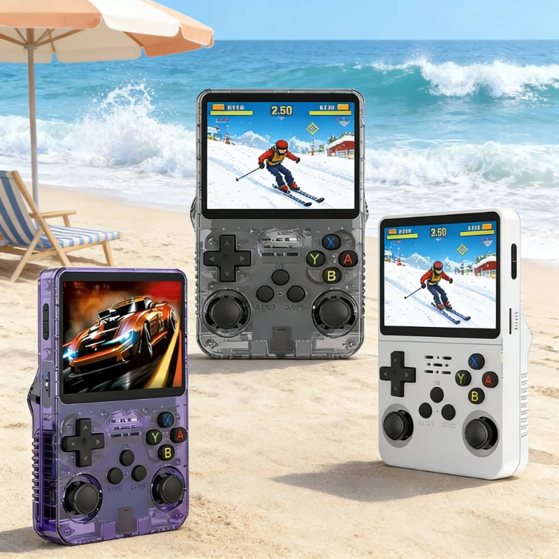 

Портативная игровая консоль R36S с 3,5-дюймовым IPS-экраном, 128 ГБ предустановленных игр, система Linux, мини-плеер