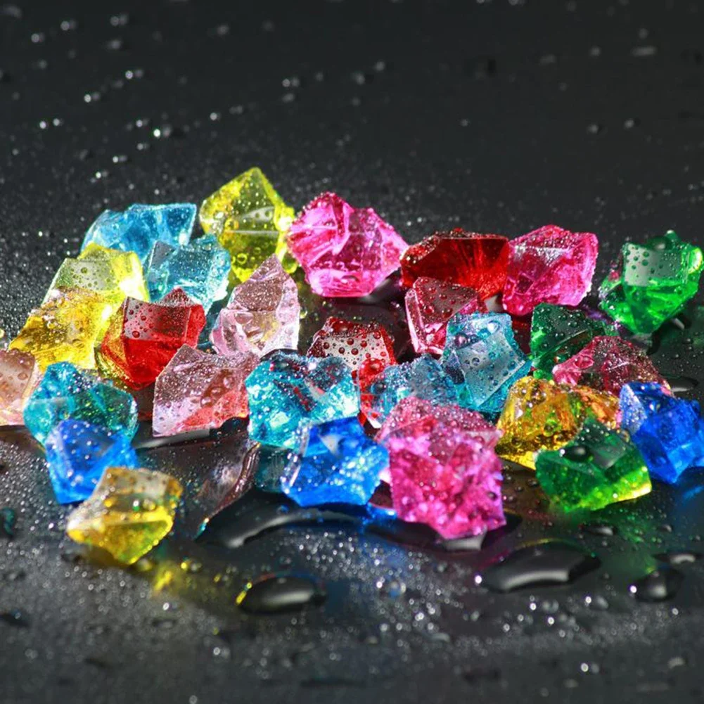 200PCSs Gems Ice Grains Colorful Stones Acrylic Jewels Ice Kids Counter Diamonds DIY Craft Beads Toys Decoration