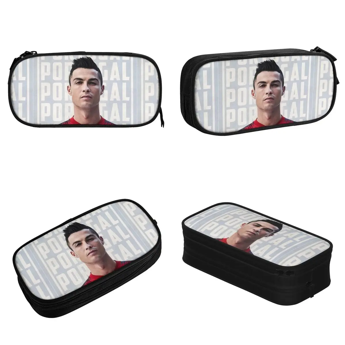 Imagem -02 - Ronaldo Portugal Legend Futebol Lápis Cases Lovely Pen Holder Estudante Bolsa Grande Material Escolar Papelaria Presentes