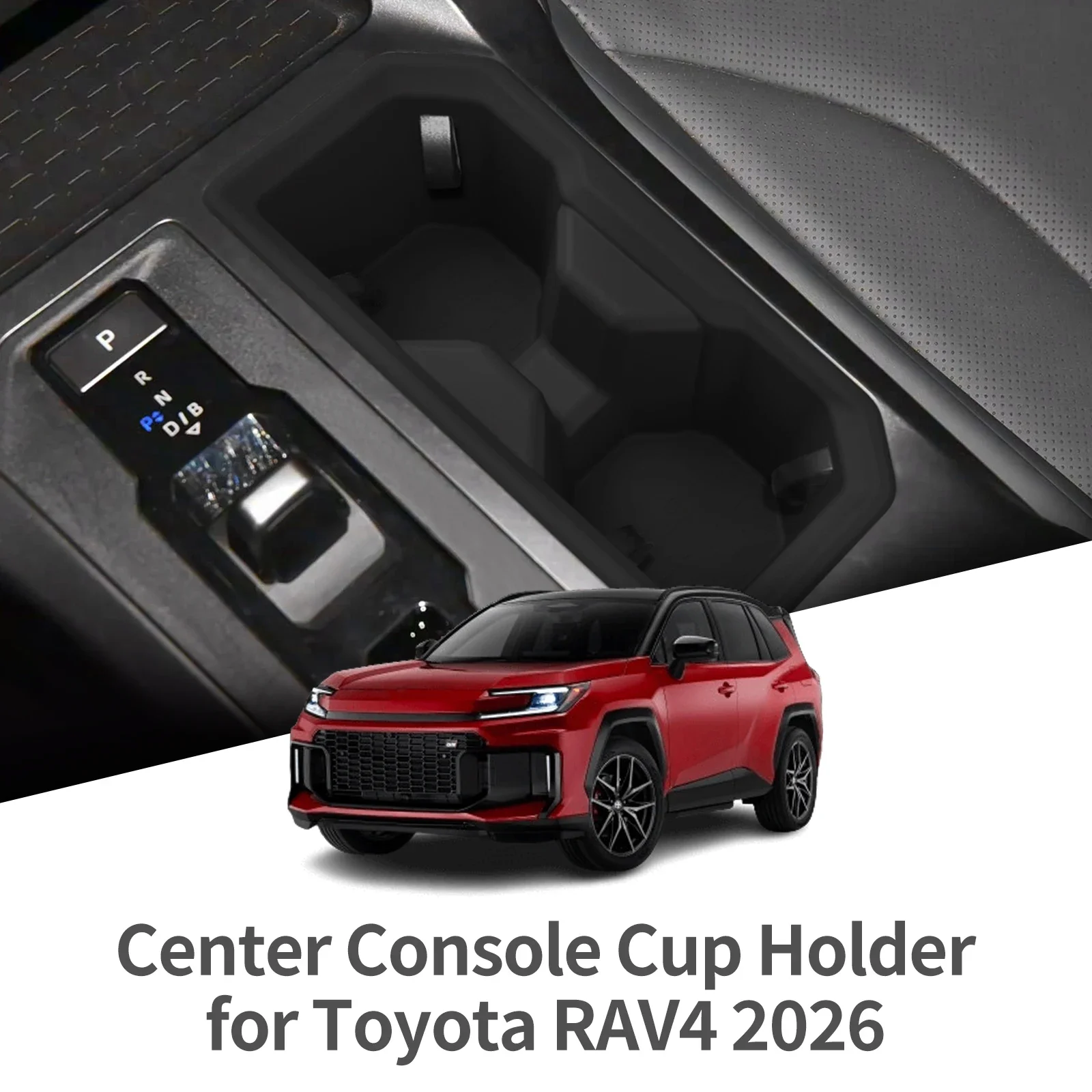 For Toyota RAV4 Wildlander 2026 Central Console Water Cup Holder Storage Box Shock-Absorbing Silicone Tidying Accessories Black
