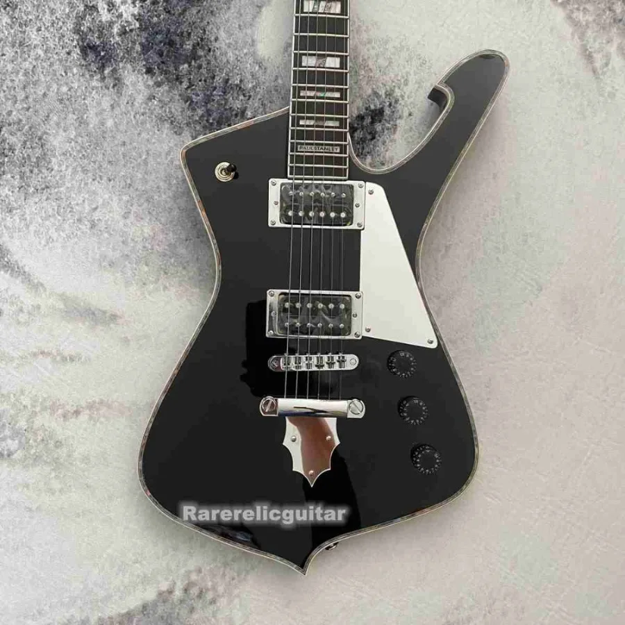 Custom PS 10 Black Electric Guitar, Abalone Binding, Mirror Pickguard,Chrome Hardware