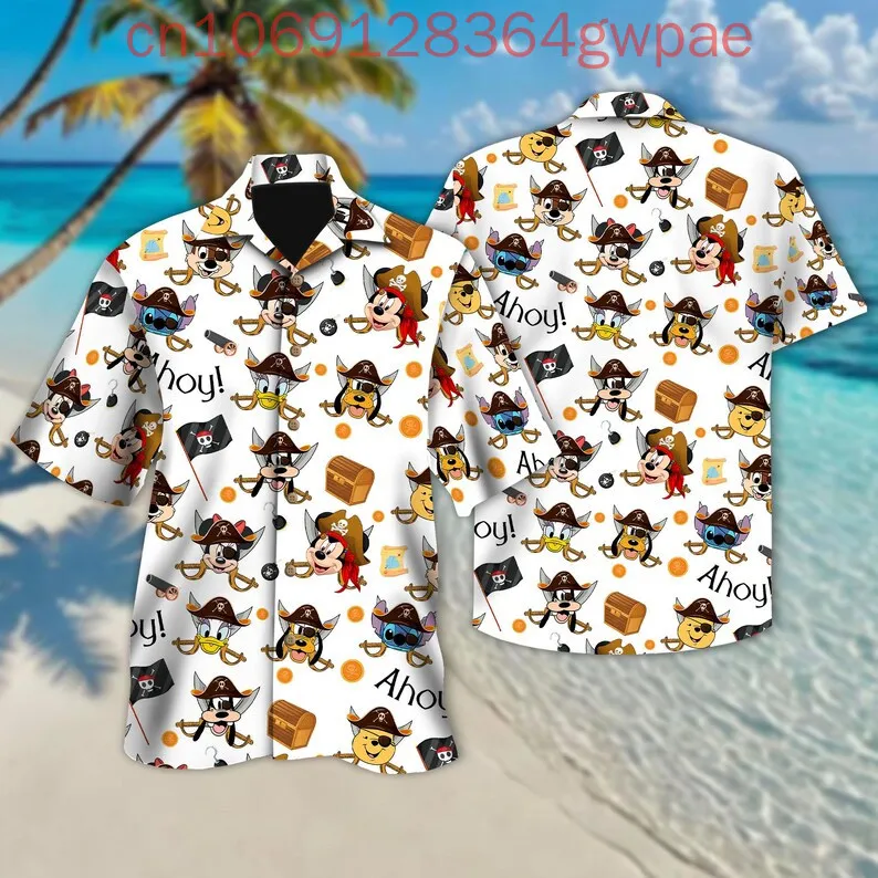 New Disney Mickey And Friends Cruise Hawaiian Shirt Pirates Of The Caribbean Mickey Button Shirt Mickey Pirate Hawaii Shirt Tops