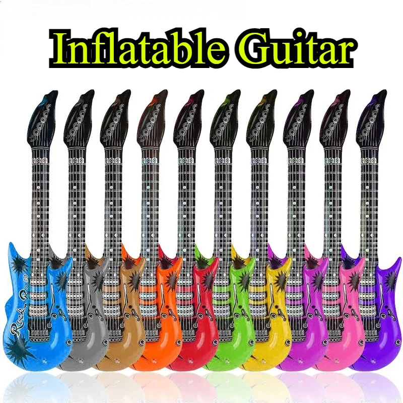 Simulation Inflatable Toy Guitar Summer Outdoor Pool Beach Inflatable Model PVC Water Party Stage Musical Instrument Decor