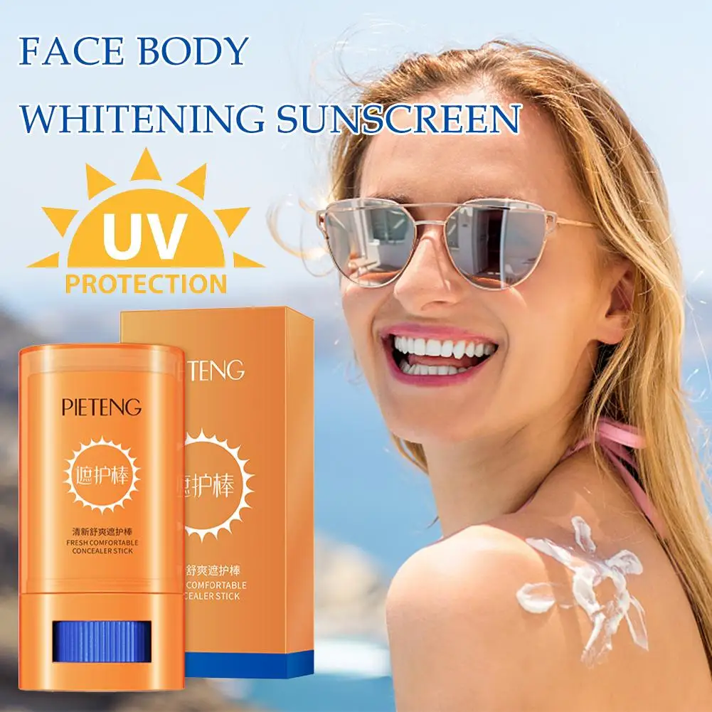 Impermeável Face Body Sunblock Stick, Whitening Sunscreen Hidratante, Refrescante UV Brightening, Corretivo de Isolamento, B4O9