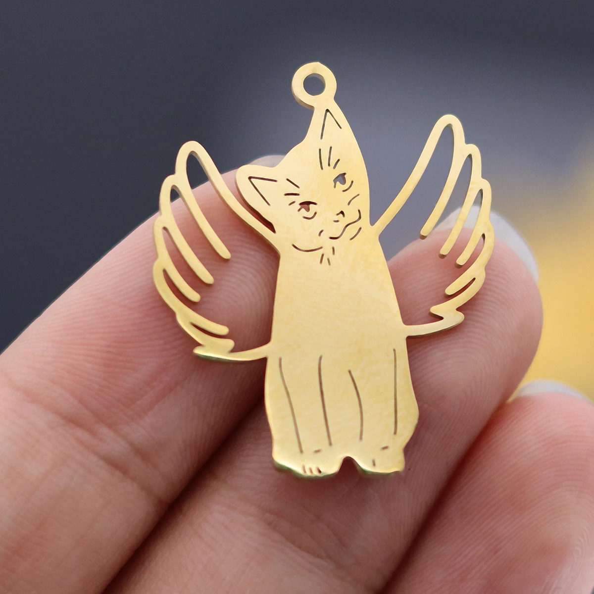 3pcs/Lot No Fade Cat Pendant Stainless Steel DIY Cute Kitten Charms Fit Jewelry Making Earrings for Women Girl Bracelet Supplies view 3