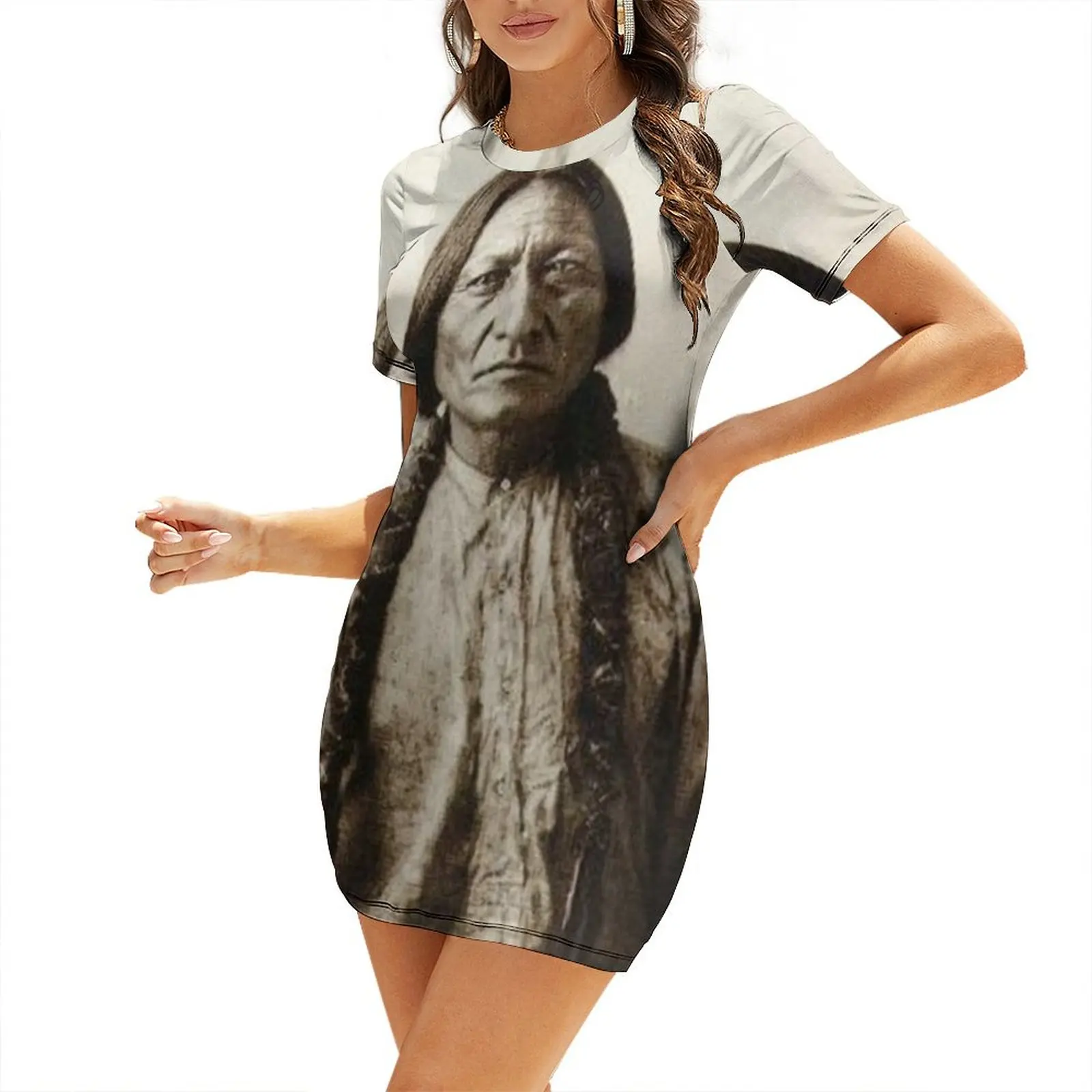 Sitting Bull - Hunkpapa Lakota Short Sleeved Dress fairy dress clothes for woman summer dresses womens 2025