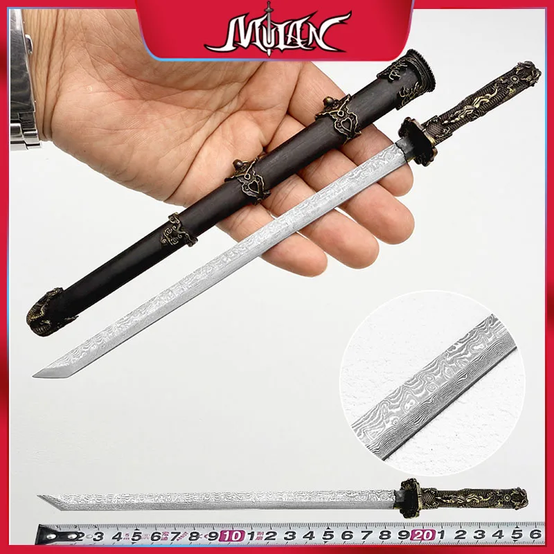 Espada antigua china de 26 CM, cuchillo, armas, modelo coleccionable, adornos de escritorio, regalos creativos de cumpleaños para novio, juguete seguro para niño