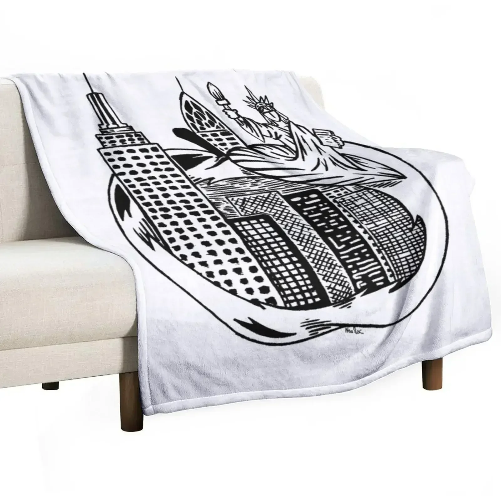 

Big White Apple Traced Black Throw Blanket Soft Warm Blanket Gift for Grandparents