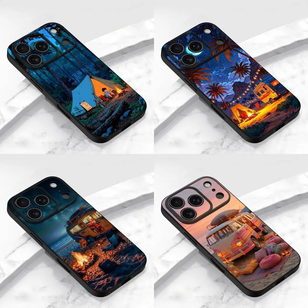 

Combi Van Car Outdoor Camping Phone Case For iPhone 17,16,15,14,13,12,11,Pro,Max,Plus,E,Air,Mini Protective Black Cover