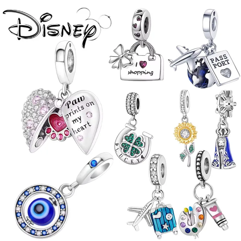 

MULA 1PC Silver Plated Travel Sunflowers Four Leaf Lucky Clover Dangle Charms Fit 3MM Snake Chain Charm Bracelet DIY
