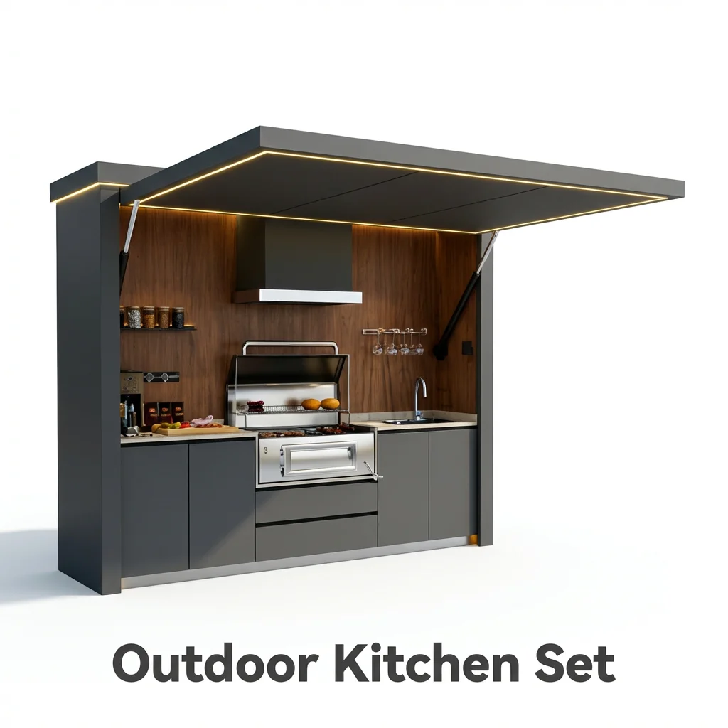 304 Stainless Steel Modular Outdoor Kitchen Set BBQ Grill Station Cabinet Island with Sink Drawer Weatherproof