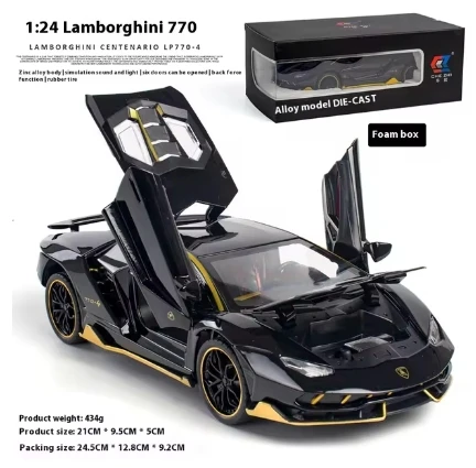 Simulation 1/24 Scale Lamborghini LP770 Super Car Model Sound Light Children Boys Diecast Toys Vehicles Gift Collective Voiture