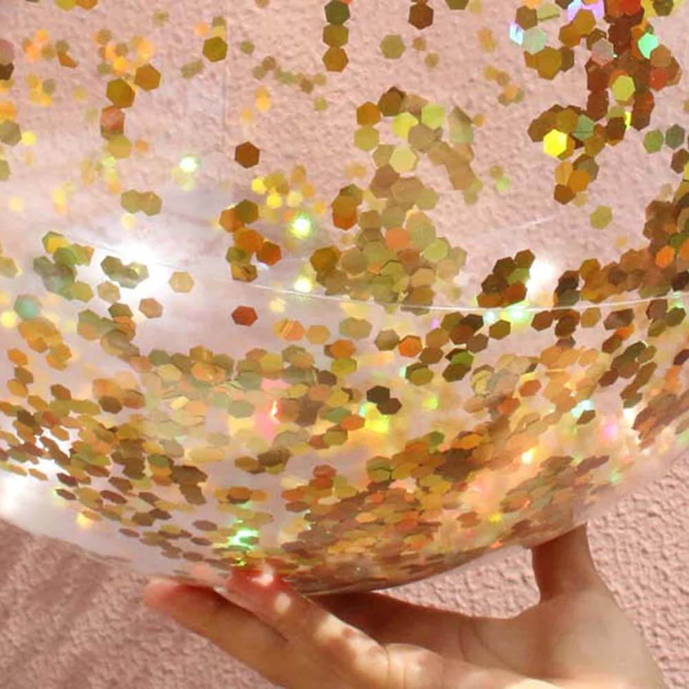 

Glitter Ball Round Transparent Gold Beach Ball For Kids Outdoor Indoor Play Training Skill Development Vision Coordination
