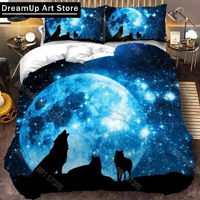 

3D Wolf Black White Bedding Set Cute Quilt Cover Bed Cover With Pillowcase Twin Single Queen King Size Boys Adult Home Textile
