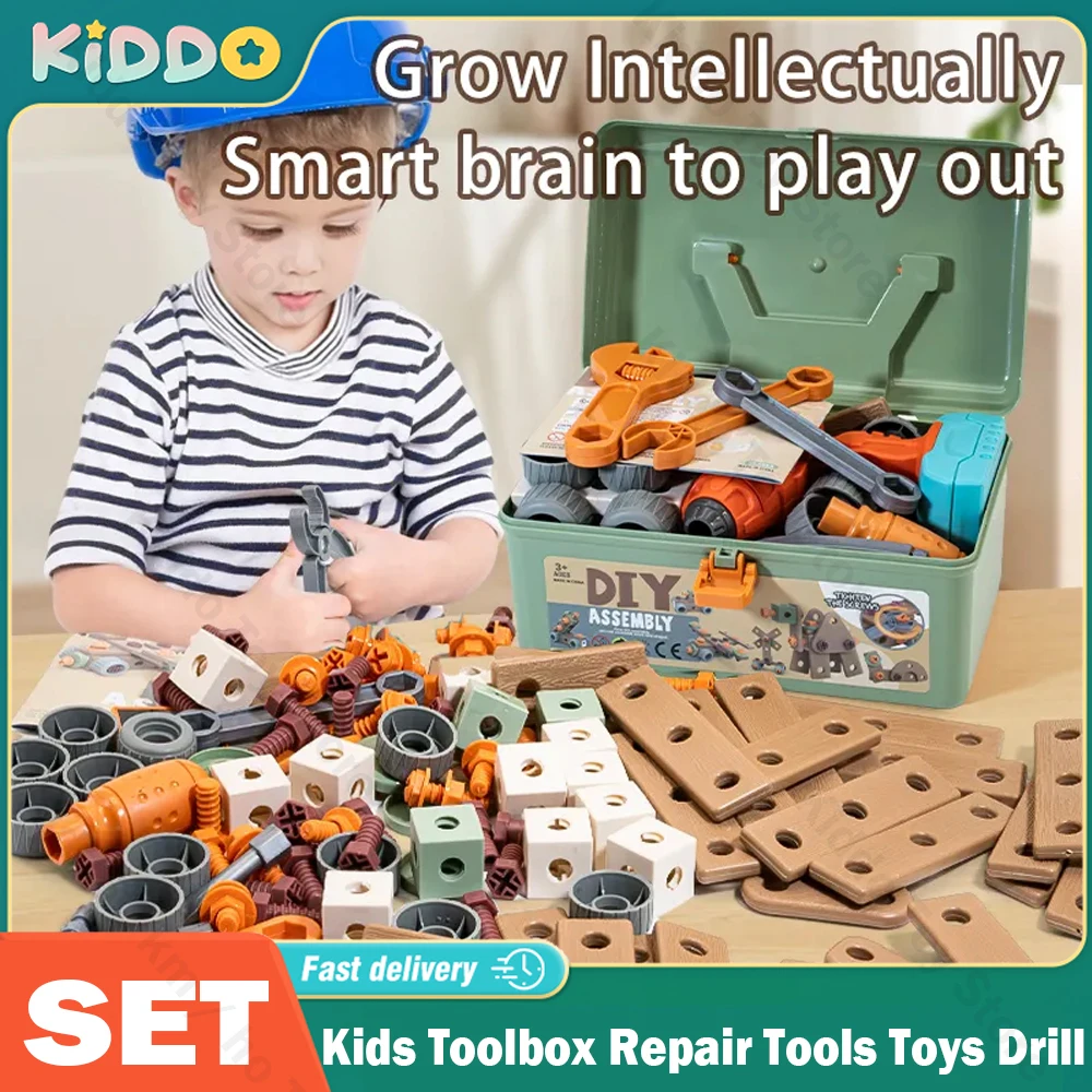 Kids Toolbox Kit Educational Toys Simulation Repair Tools Toys Drill Plastic Game Learning Engineering Puzzle Toys Gifts for Boy