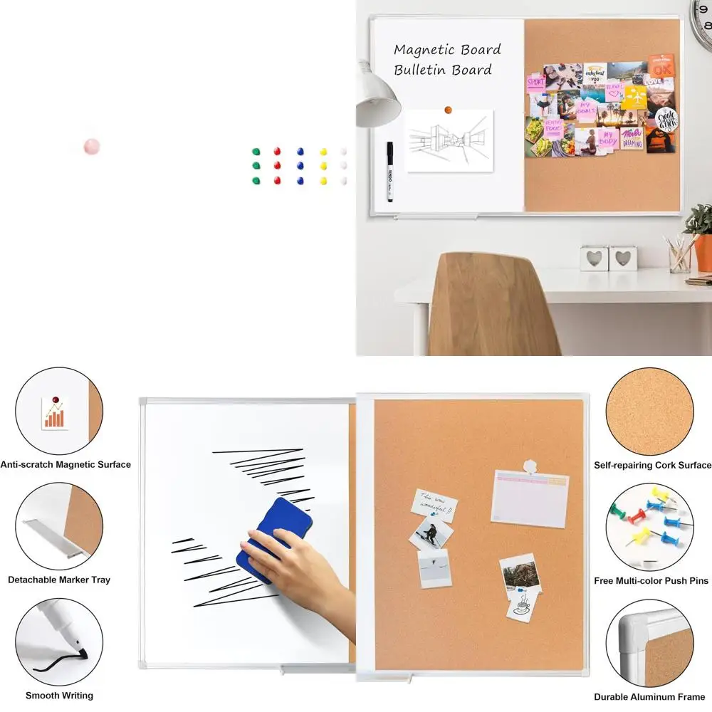 

Large 48x32 White Magnetic Dry Erase Board, Wall-Mounted Message Center for Home, Office, and School