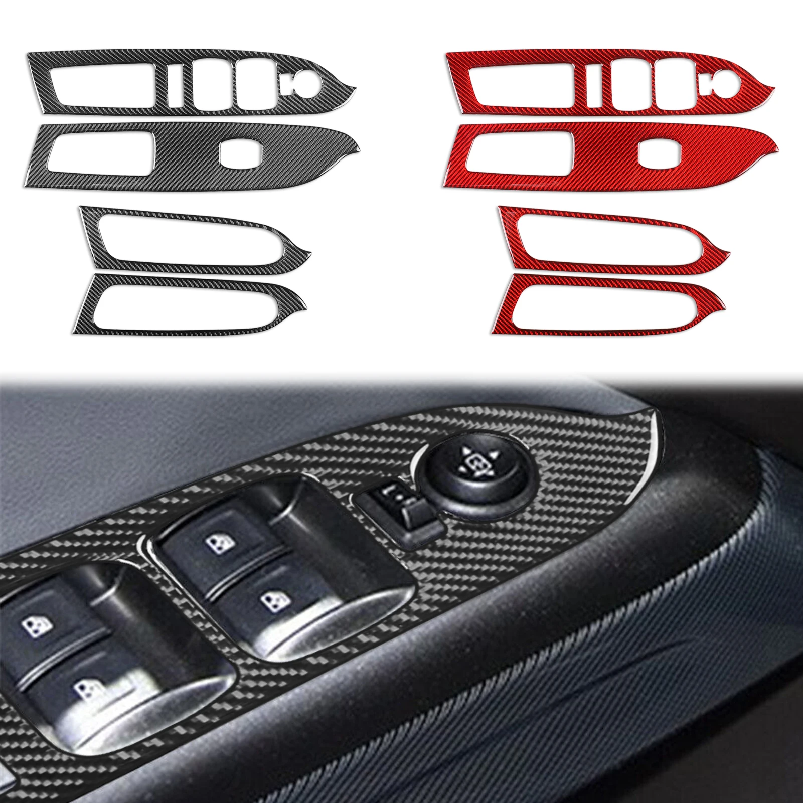 Carbon Fiber Car Accessories Window Control Lifting Panel Interior Cover Tirm Modified Sticker For Chevrolet Colorado 2015—2022