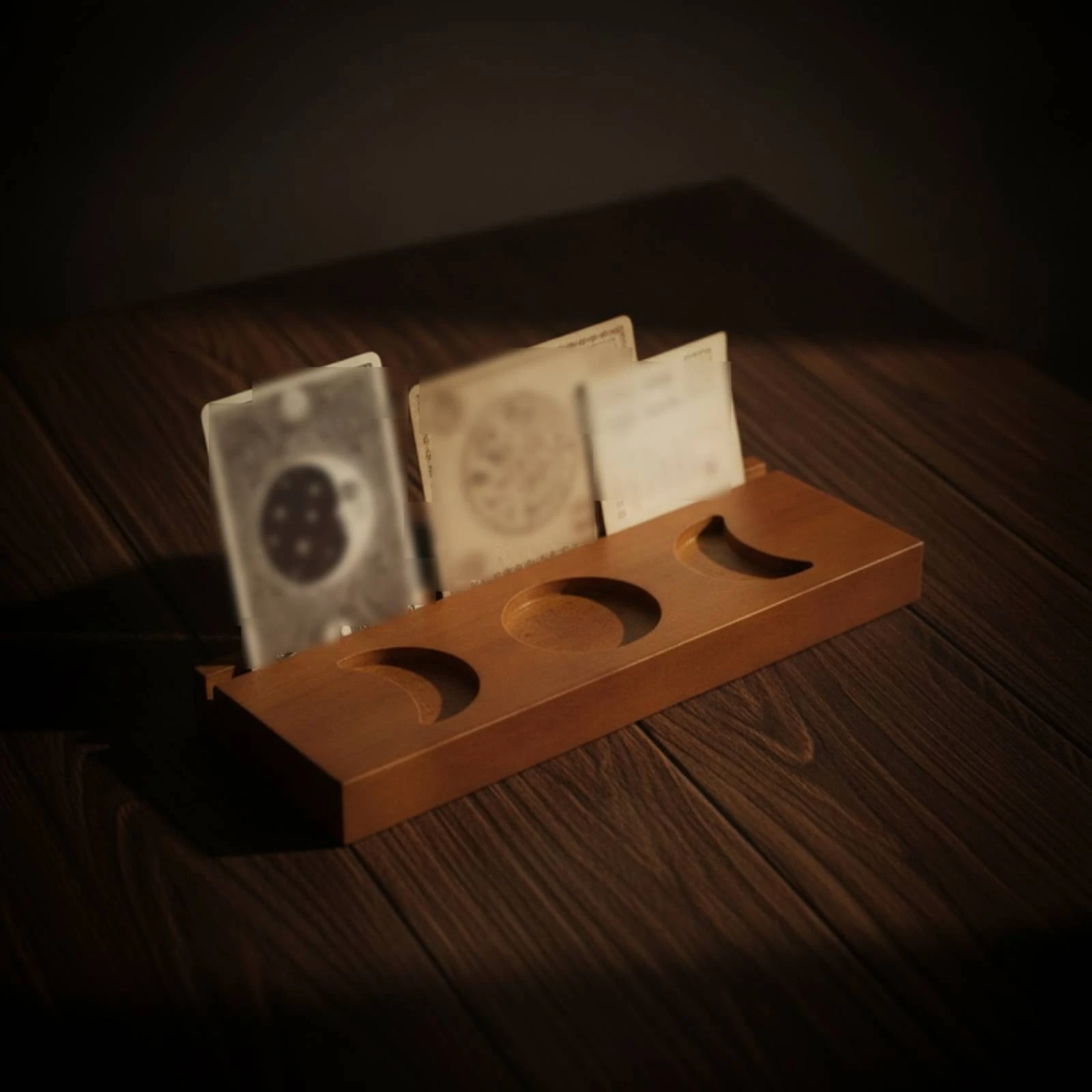Card Stand with Recesses Triple-Slot Wooden Display Stand Place Card Holder Rectangular Table Number Holder Compact