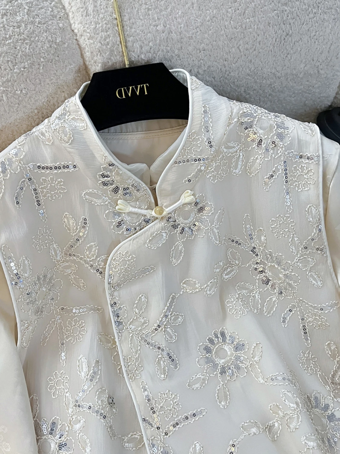 جديد الصينية Sle المطرزة رقيقة Svel الوقوف طوق سترة بال زر القرص العصرية العلوي مستقيم أنبوب pe ربيع 2025 #2