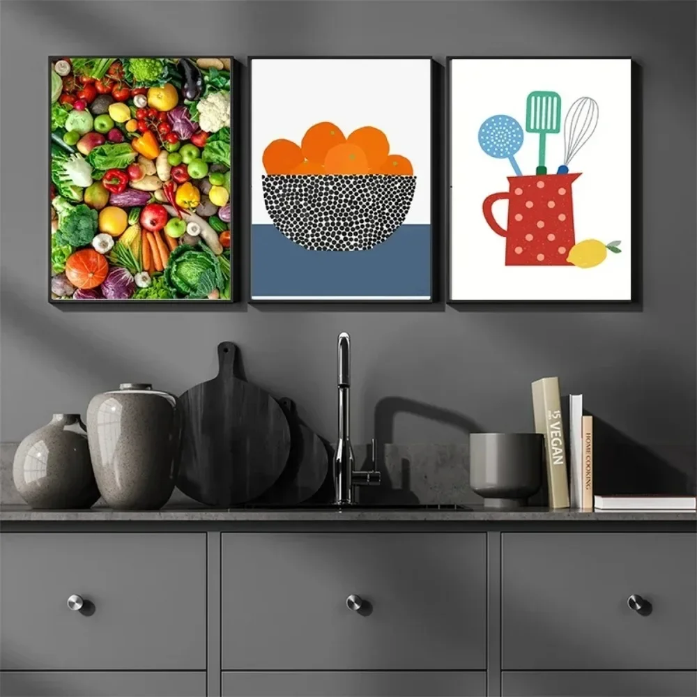 المطبخ الفاكهة الخضار الحبوب التوابل المشارك قماش اللوحة الملصقات والمطبوعات جدار صورة فنية لتزيين غرفة المعيشة