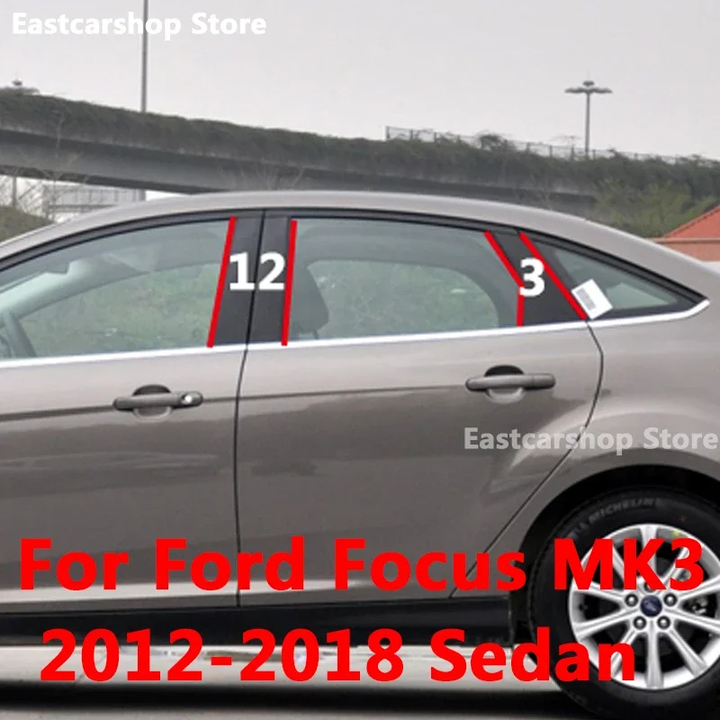 

For Ford Focus 3 MK3 2018 2017 2016 Car B C Pillar Middle Central Column PC Window Decoration Strip Sticker 2015 2014 2013 2012