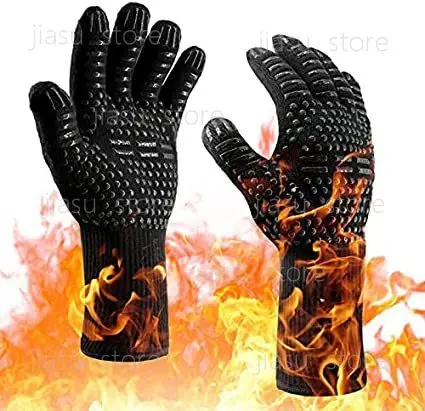 

Ultra High Temperature 800℃ Fireproof Insulated Gloves Aramid Anti-scald Silicone Mittens For BBQ Grill Microwave Kitchen