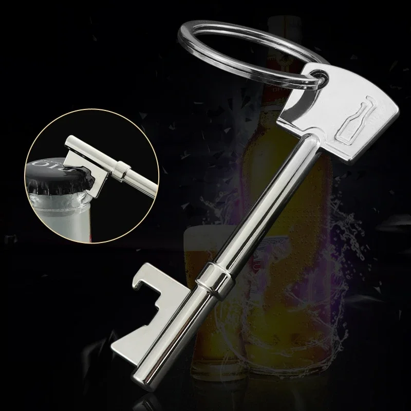 Portable Keychain Beer Opener - 1PCS Metal 2-in-1 Tool with Hangings Ring, Perfect for Home & Travel
