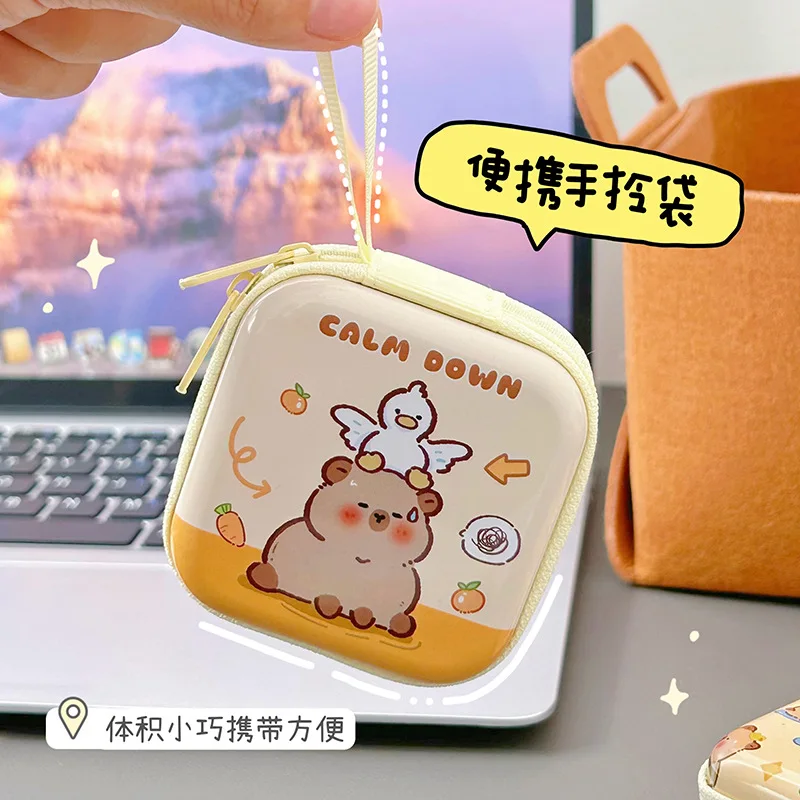 DIY tinplate change bag kapibara mini change bag portable earphone bag cute capybara coin key bag