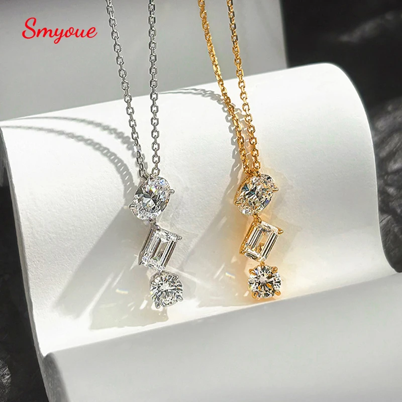 

Новое ожерелье Smyoue с покрытием из 18-каратного золота и муассанитом для женщин, с лабораторными бриллиантами, для свадьбы и годовщины, 100% настоящее серебро S925, ювелирные изделия