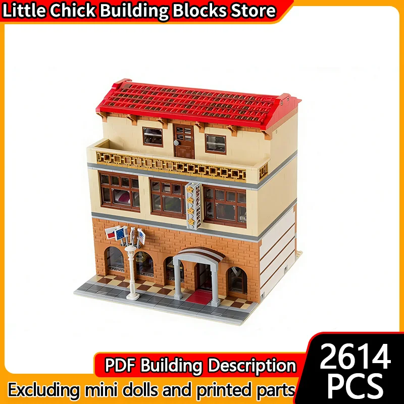 

City Street View Model MOC Building Bricks Hotel With Wellness Modular Technology Children Holiday Gifts Assemble Toys Suit