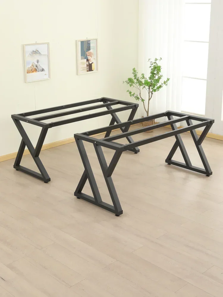 Customized: Custom wrought iron table leg bracket, metal slate, tile, marble, solid wood table frame, office desk, computer