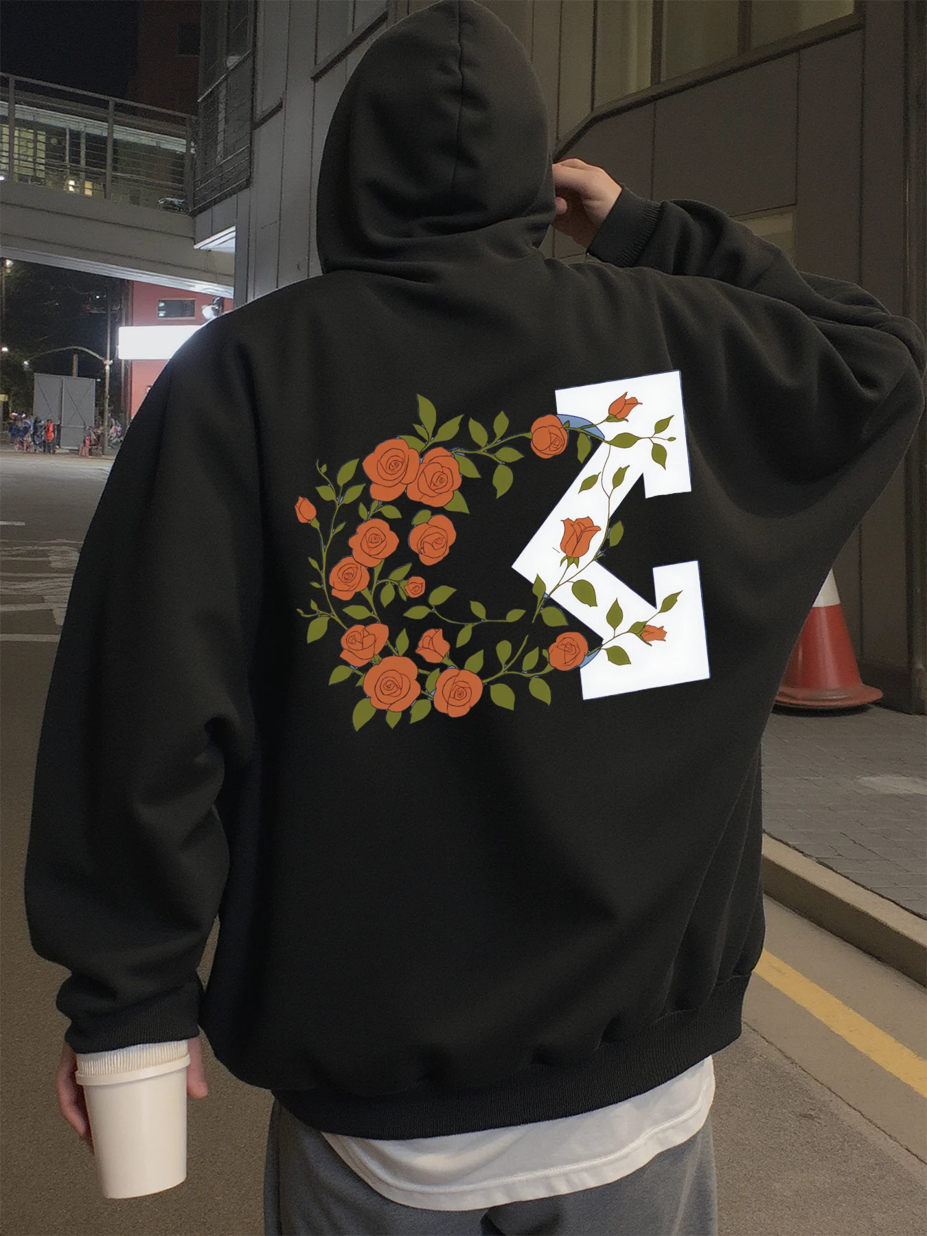 Hoodies for Men, Streetwear, Floral and Arrowhead Graphic Hoodies for Men, Suitable for Wearing in Spring, Autumn, and Winter