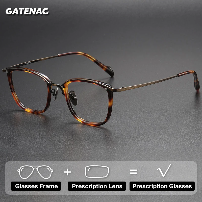 gatenac-ヴィンテージ処方メガネ男性品質フォトクロミック抗青色光老眼鏡女性近視プログレッシブ眼鏡