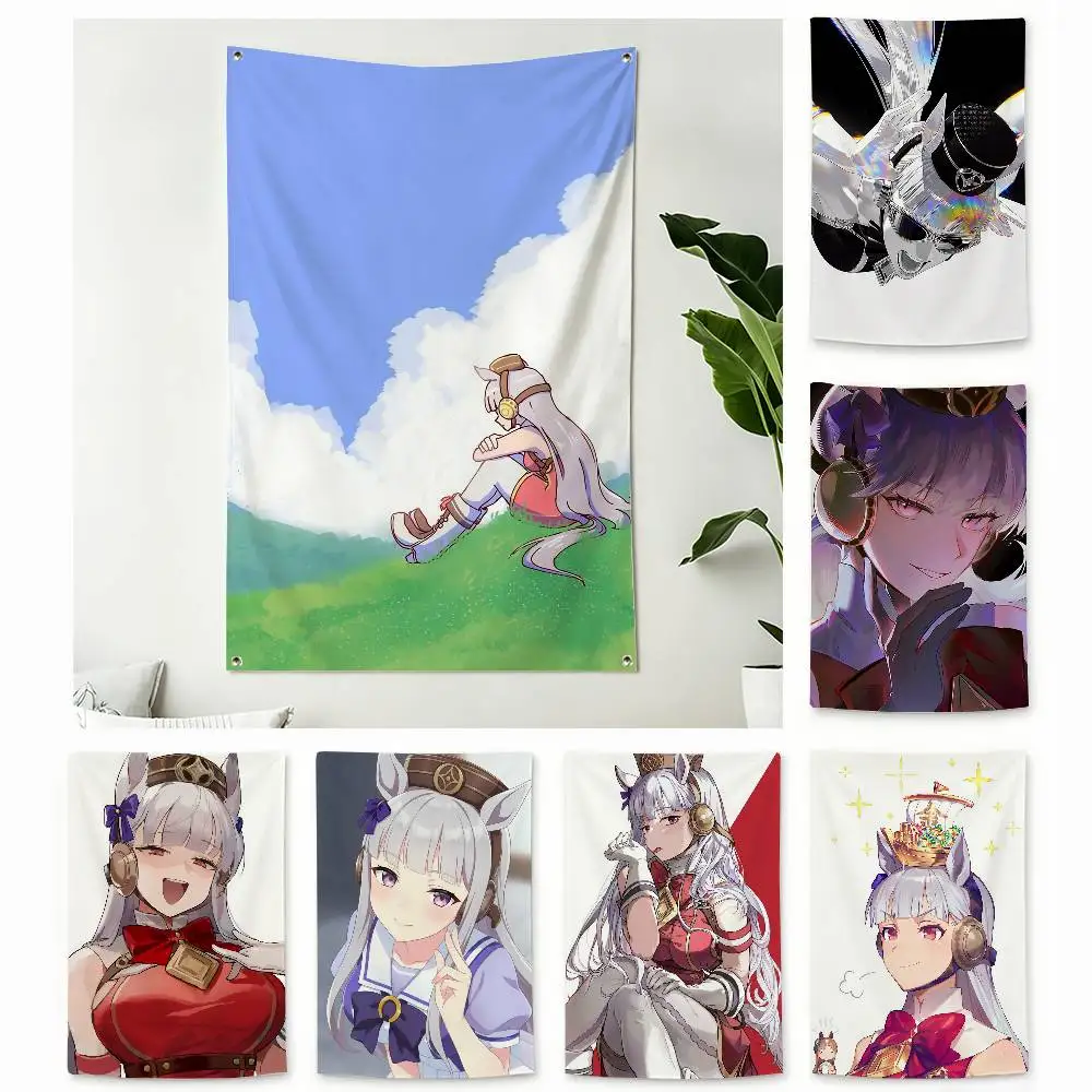 Gold ship Umamusume Home Decor Vertical Flags Indoor Outdoor Hanging Decor for Bedroom Living Room Wall Decoration