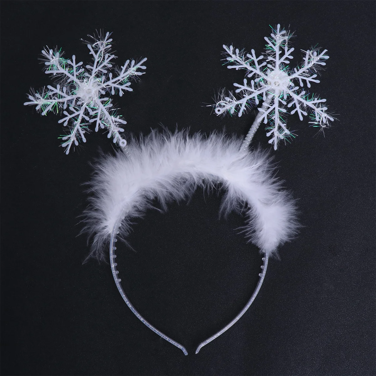 2 Pcs Unique Headband for Special Events Christmas Headdress Feather Snowflakes Themed Party Hairband White Birthday Accessory