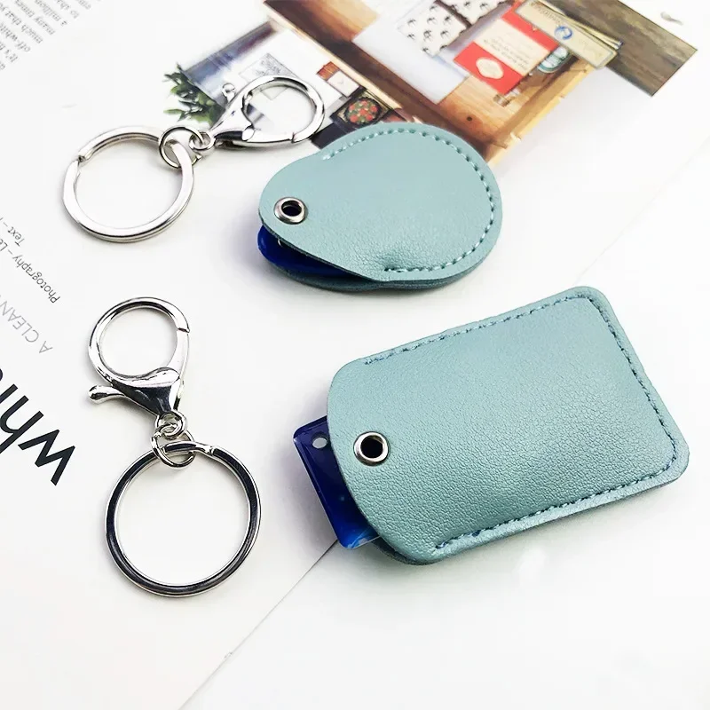 Leather Keychain Doorlock Key Ring Access Card Bag Induction Waterproof ID Card Case Key Tag Protective Case Key Tag Ring