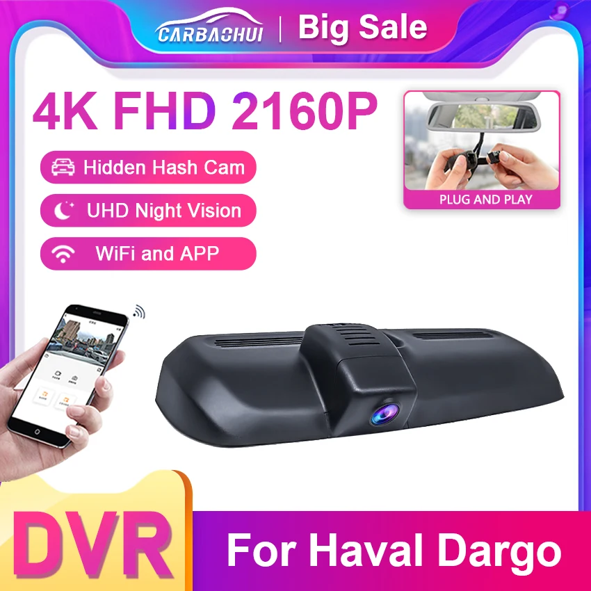 

For Haval Dargo 2022 2023 Front and Rear 4K Dash Cam for Car Camera Recorder Dashcam WIFI Car Dvr Recording Devices Accessories