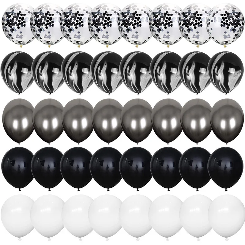 42pcs 12inch Black Confetti Agate Latex Balloons Happy Birthday Party Decorations Kids Adult Wedding Anniversary Globos Supplies