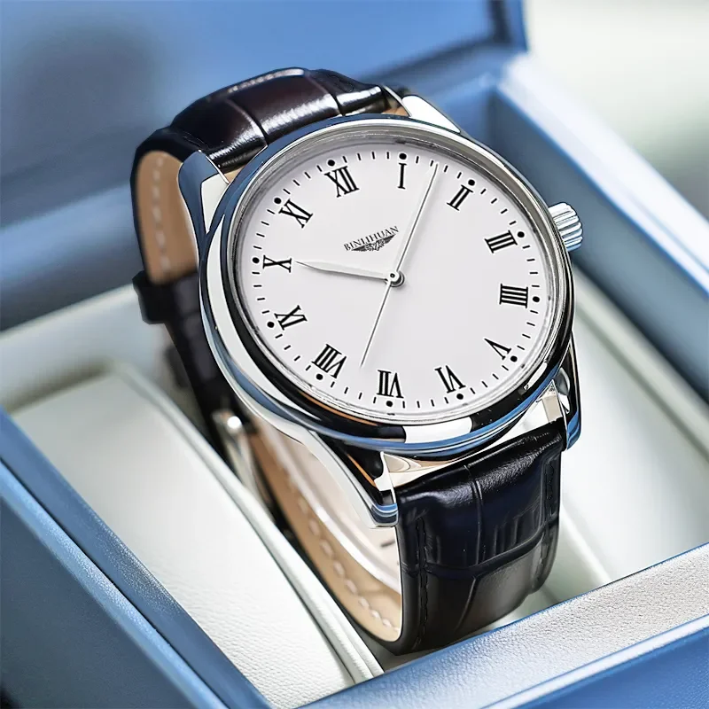 ساعة كوارتز رجال الأعمال الفاخرة الوسيم مع حزام جلدي مقاوم للماء من أفضل العلامات التجارية الجديدة موديل 2025 ساعة يد للرجال