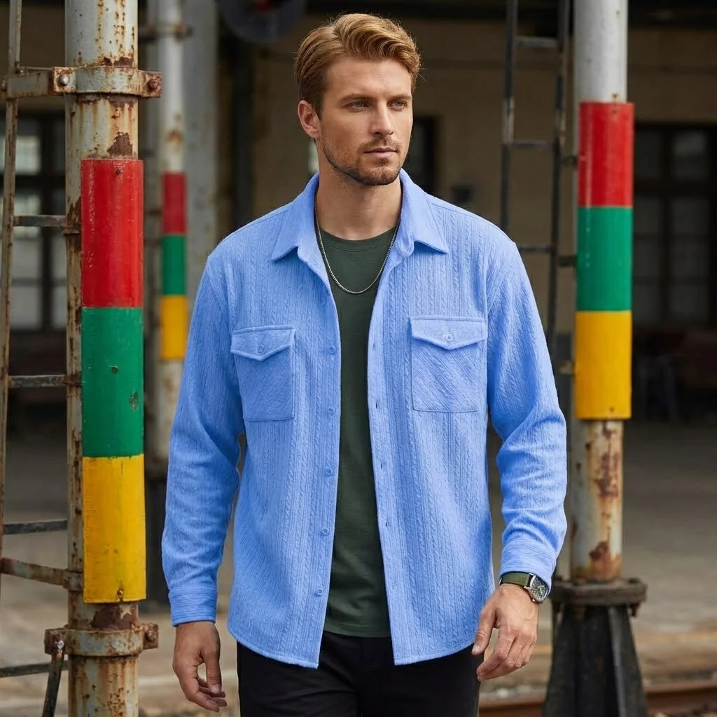 

Мужская рубашка-кардиган на пуговицах, разноцветная, весенне-летняя, новая, повседневная, в стиле кэжуал, для мужского гардероба