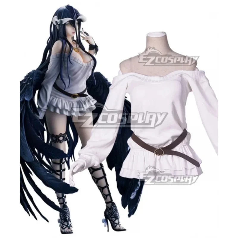 

In stock overlord albedo: So-bin girls dress suit Halloween Party Christmas dresses women White skirt Carnival cosplay costume