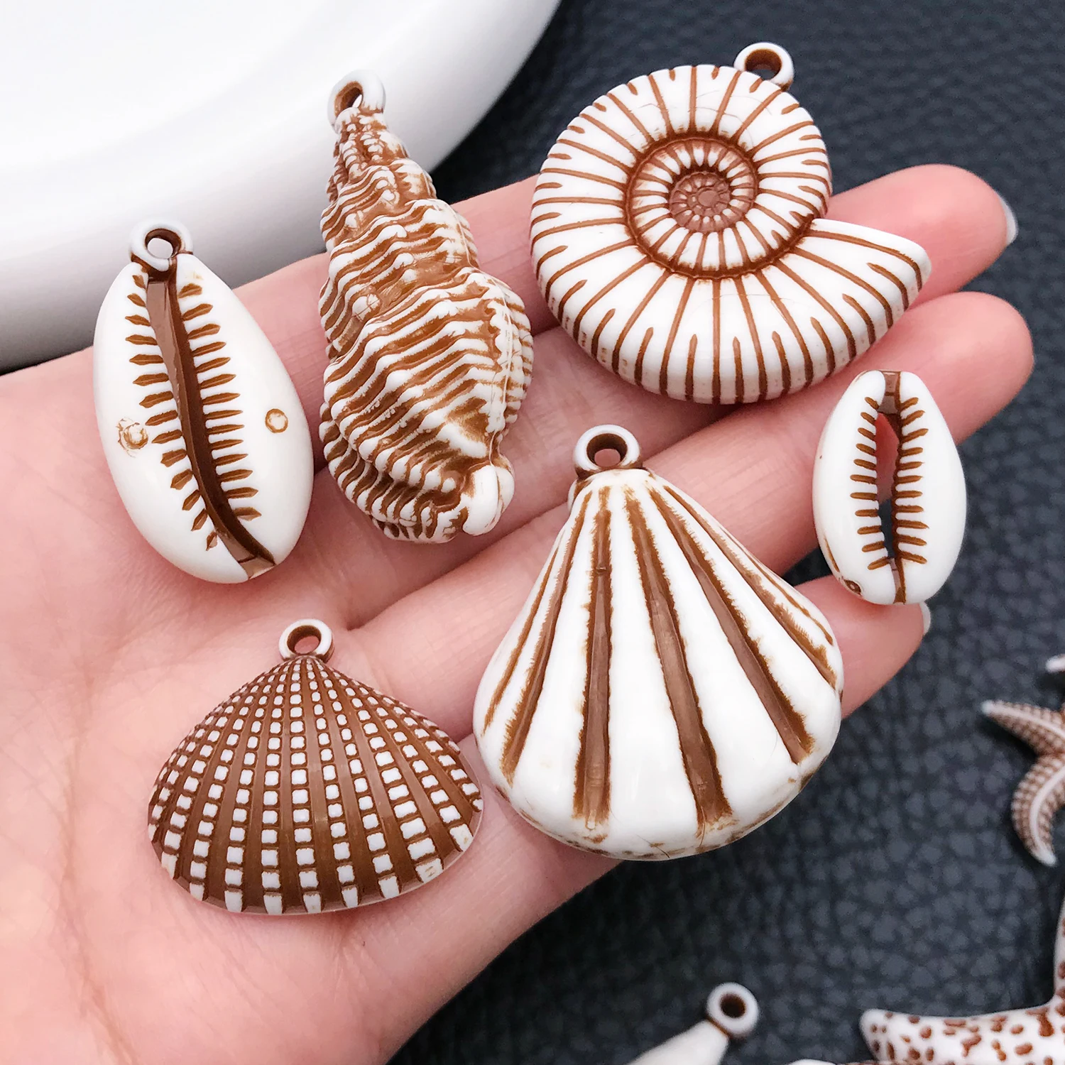 5/25pcs/Pack Ocean Acrylic Pendant Seashell Conch Scallop Charms For Jewelry Making DIY Necklace Bracelet Earrings Accessories ﻿