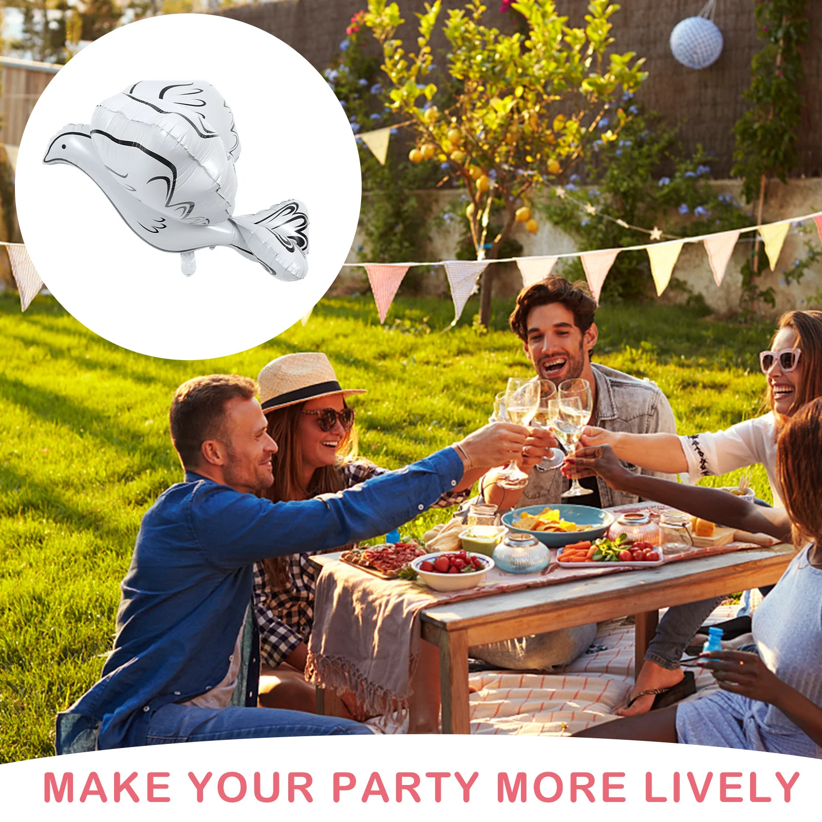 

2Pcs Pigeon Shape Wedding Balloons Party Decorative Aluminum Foil Balloons White Balloon Layout Photo Props Balloon Ornaments