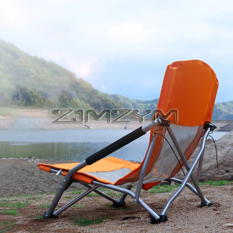 Outdoor Beach Chairs Portable Folding Chair Backrest and Cup Holder For Camping Fishing Travel BBQ Foldable Picnic Lounge